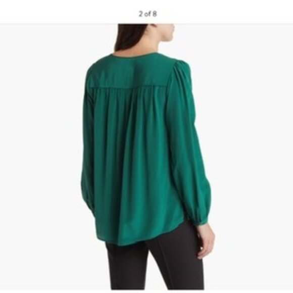 BOSS Bindie Silk Popover Top - size 6 - Neplica (dark green) - Picture 3 of 5